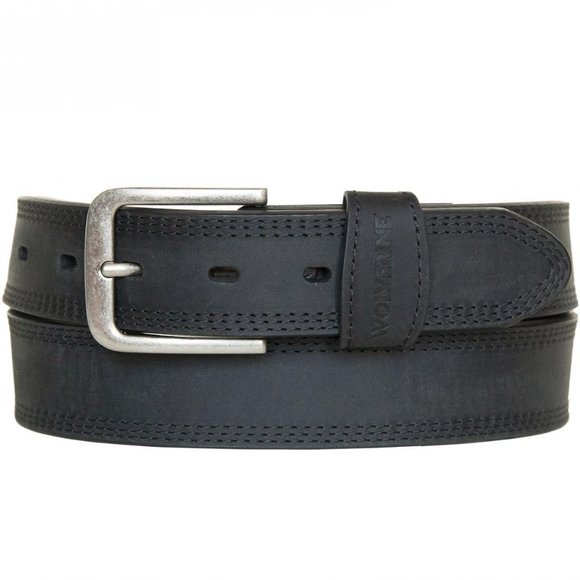 WOLVERINE Full Grain Rugged Leather Triple Needle Stiching Reinforced Belt holes - Picture 1 of 4